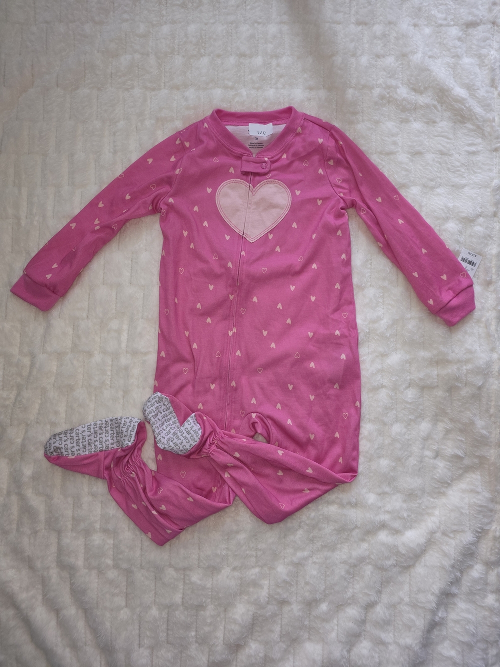 Carter's Hot Pink Heart Footed Sleep Pajamas